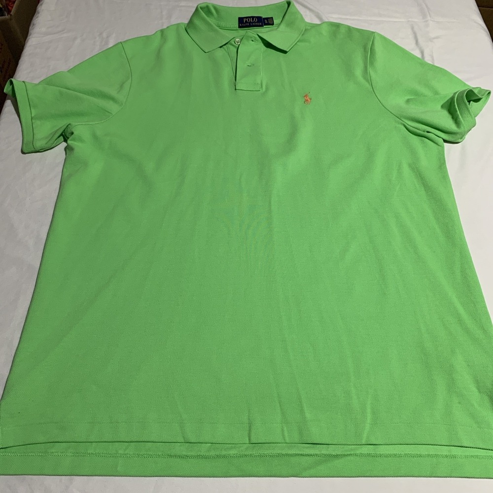 Polo Ralph Lauren Green Orange Poly POLO SHIRT XL Classic Fit